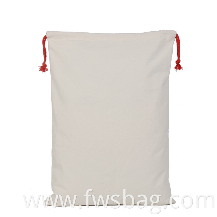 50x70 cm plain white organic cotton canvas Christmas drawstring gift bags handbag drawstring bag